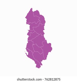 Map-Albania map. Each city and border has separately. Vector illustration eps 10.