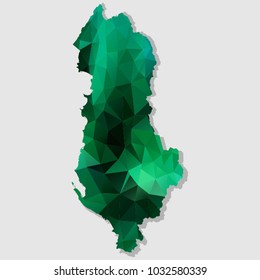 Map-Albania Map Each city combines polygon pattern emerald green eps vector illustration 10
