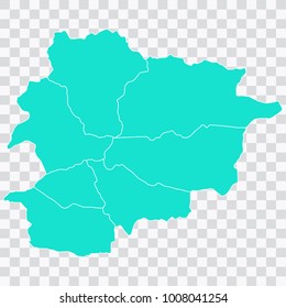 Map-andorra map. Each city and border has separately. Vector illustration eps 10.