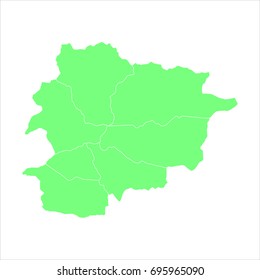 Map-Andorra map. Each city and border has separately. Vector illustration eps 10.