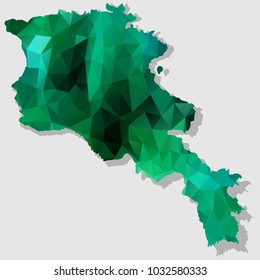 Map-Armenia Map Each city combines polygon pattern emerald green eps vector illustration 10