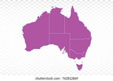 Map-Australia map. Each city and border has separately. Vector illustration eps 10.