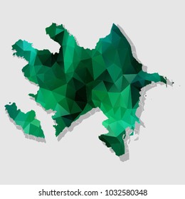 Map-Azerbaijan Map Each city combines polygon pattern emerald green eps vector illustration 10