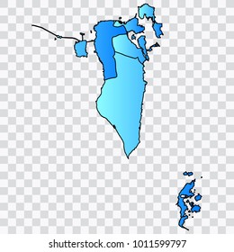 Map-Bahrain map. Each city and border has separately. Bluish blue. Vector illustration Eps 10.