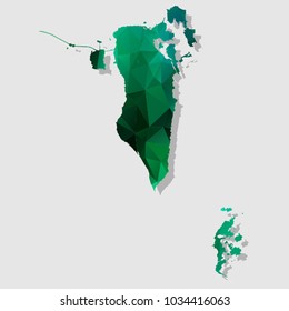 Map-Bahrain Map Each city combines polygon pattern emerald green eps vector illustration 10