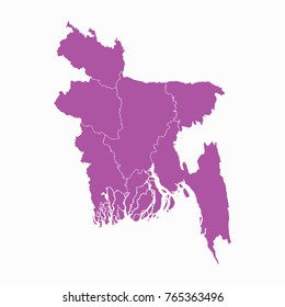 Map-Bangladesh map. Each city and border has separately. Vector illustration eps 10.