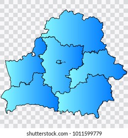 Map-Belarus map. Each city and border has separately. Bluish blue. Vector illustration Eps 10.
