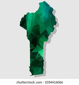 Map-Benin Map Each city combines polygon pattern emerald green eps vector illustration 10
