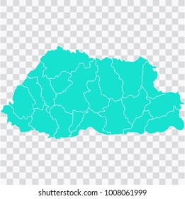Map-Bhutan map. Each city and border has separately. Vector illustration eps 10.