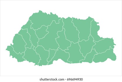 Map-Bhutan map. Each city and border has separately. Vector illustration eps 10.
