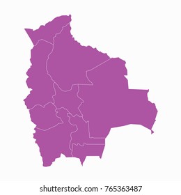 Map-Bolivia map. Each city and border has separately. Vector illustration eps 10.