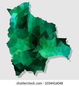 Map-Bolivia Map Each city combines polygon pattern emerald green eps vector illustration 10