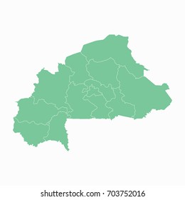 Map-Burkina Faso map. Each city and border has separately. Vector illustration eps 10.