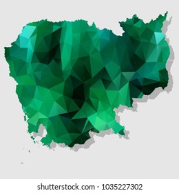 Map-Cambodia Map Each city combines polygon pattern emerald green eps vector illustration 10