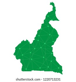 Map-Cameroon Map Each city combines polygon pattern emerald green eps vector illustration 10