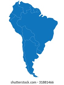 Map/Carte of South America. Separable Borders of the South American Continent