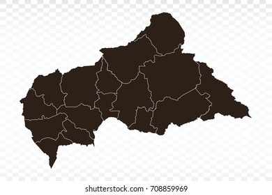 Map-Central African Republic map. Each city and border has separately. Vector illustration eps 10.