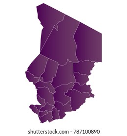 Map-chad map. Each city and border has separately. Vector illustration eps 10.