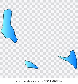 Map-Comoros map. Each city and border has separately. Bluish blue. Vector illustration Eps 10.