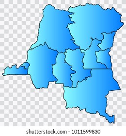 Map-CongoDR map. Each city and border has separately. Bluish blue. Vector illustration Eps 10.