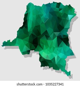 Map-CongoDR Map Each city combines polygon pattern emerald green eps vector illustration 10