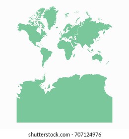 Map-Continents With Antarctica map. Each city and border has separately. Vector illustration eps 10.