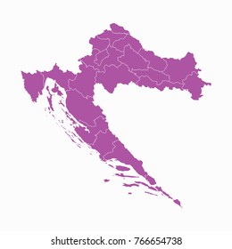 Map-Croatia map. Each city and border has separately. Vector illustration eps 10.