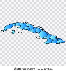 Map-Cuba map. Each city and border has separately. Bluish blue. Vector illustration Eps 10.