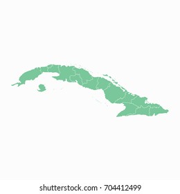 Map-Cuba map. Each city and border has separately. Vector illustration eps 10.