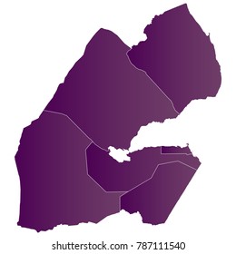 Map-djibouti map. Each city and border has separately. Vector illustration eps 10.