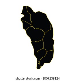 Map-Dominica map. Each city and border has separately. Vector illustration eps 10.