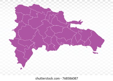 Map-Dominican Republic map. Each city and border has separately. Vector illustration eps 10.