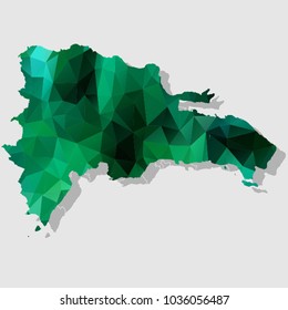 Map-DominicanRepublic Map Each city combines polygon pattern emerald green eps vector illustration 10