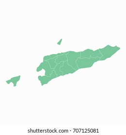 Map-East Timor map. Each city and border has separately. Vector illustration eps 10.