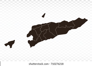 Map-East Timor map. Each city and border has separately. Vector illustration eps 10.