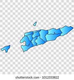 Map-EastTimor map. Each city and border has separately. Bluish blue. Vector illustration Eps 10.