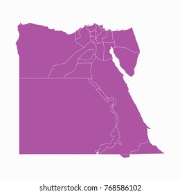 Map-Egypt map. Each city and border has separately. Vector illustration eps 10.