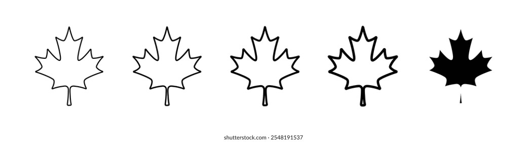 mapel leaf icon Simple thin line logo set
