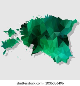 Map-Estonia Map Each city combines polygon pattern emerald green eps vector illustration 10