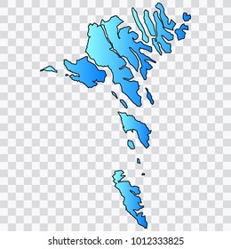 Map-FaroeIslands map. Each city and border has separately. Bluish blue. Vector illustration Eps 10.