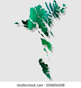 Map-FaroeIslands Map Each city combines polygon pattern emerald green eps vector illustration 10