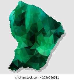Map-FrenchGuiana Map Each city combines polygon pattern emerald green eps vector illustration 10