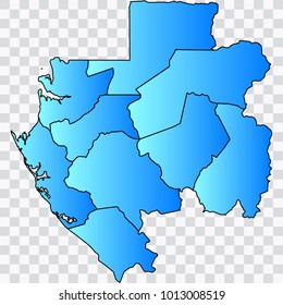 Map-Gabon map. Each city and border has separately. Bluish blue. Vector illustration Eps 10.