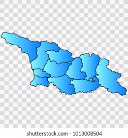 Map-Georgia map. Each city and border has separately. Bluish blue. Vector illustration Eps 10.