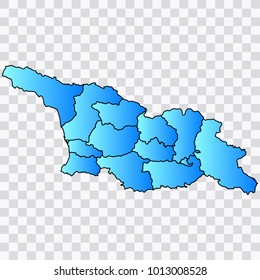 Map-Georgia South Ossetia map. Each city and border has separately. Bluish blue. Vector illustration Eps 10.