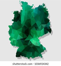 Map-Germany Map Each city combines polygon pattern emerald green eps vector illustration 10