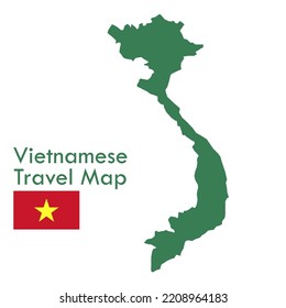 Map-Green Vietnam map with national flag