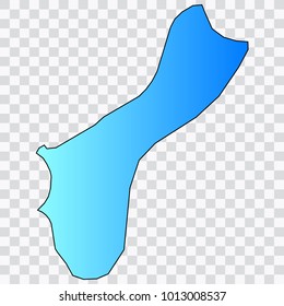 Map-Guam map. Each city and border has separately. Bluish blue. Vector illustration Eps 10.