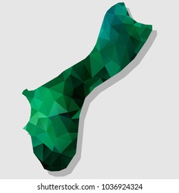 Map-Guam Map Each city combines polygon pattern emerald green eps vector illustration 10