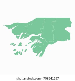 Map-Guinea Bissau map. Each city and border has separately. Vector illustration eps 10.